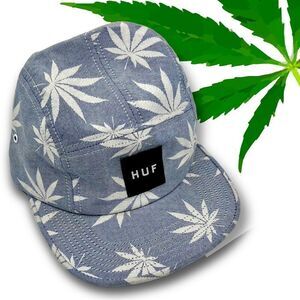 Huf Plantlife 5 panel adjustable hat Cap Marijuana Weed Lt Blue Unisex